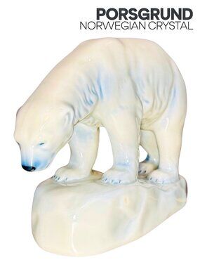 Porsgrund Norwegian Porcelain Polar Bear Standing on Ice Sculpture